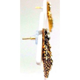Golden Oxidized Women Earring Jhumka Jhumki Jewelry Drop PushBack Classy Gift 67